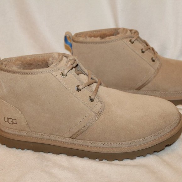 NIB UGG MEN\'S NEUMEL SUEDE SHEARLING CHUKKA WINTER BOOTS SAND